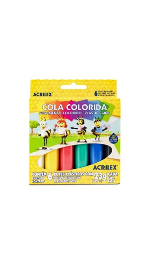 COLA COLORIDA ACRILEX C/6 CORES