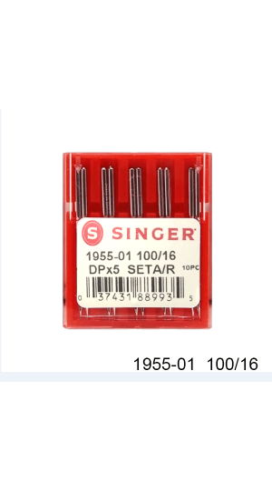 AGULHA DE MAQUINA SINGER PARA COSTURA 1955 Nº16 RETA CABO GROSSO ENV/10