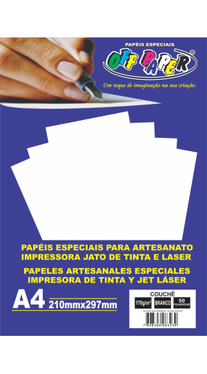 PAPEL COUCHÊ A4 BRANCO 170G. C/50 OFFPAPPER