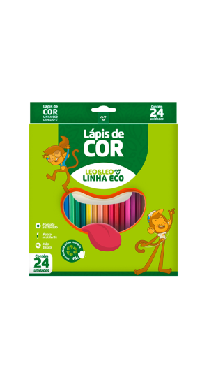 LÁPIS DE COR 24 CORES RESINA SEXTAVADO FLEX LEO&LEO LINHA ECO