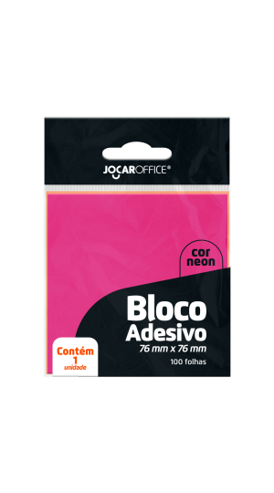 BLOCO ADESIVO ROSA NEON 76X76MM JOCAR
