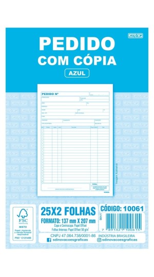 TALÃO DE PEDIDO 2 VIAS 1/18 C. 10061 SÃO DOMINGOS